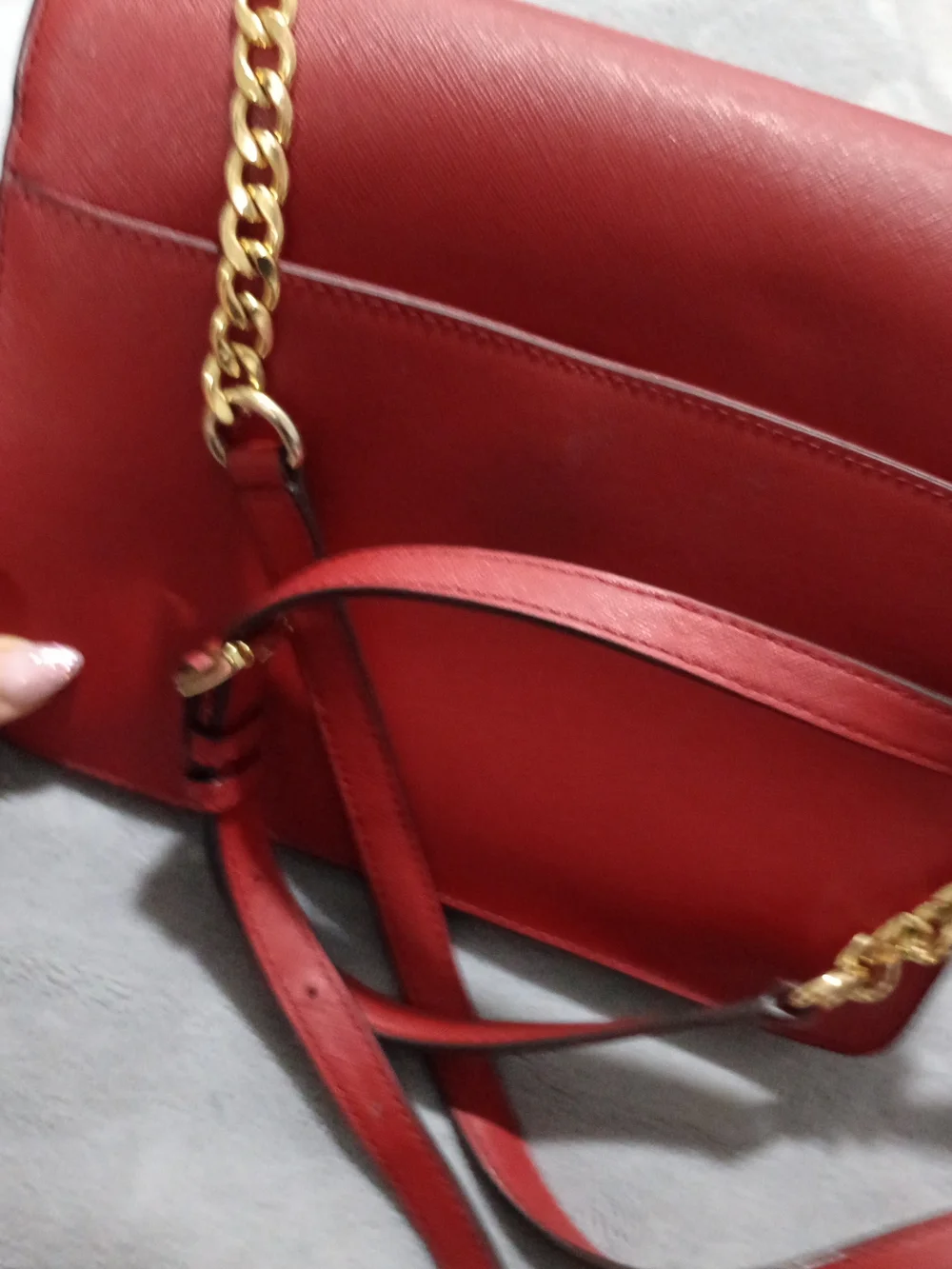 Michael Kors Red Saffiano Leather Crossbody Bag